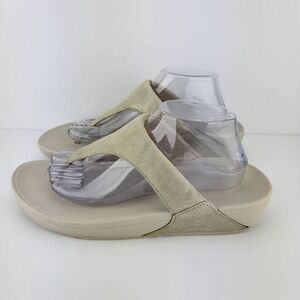 FitFlop Womens Size 11 Metallic Beige Slip On Thong Sandal C64-308